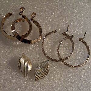 Vintage Gold Hoop and Leaf Earring Clip On Earrings  Collection